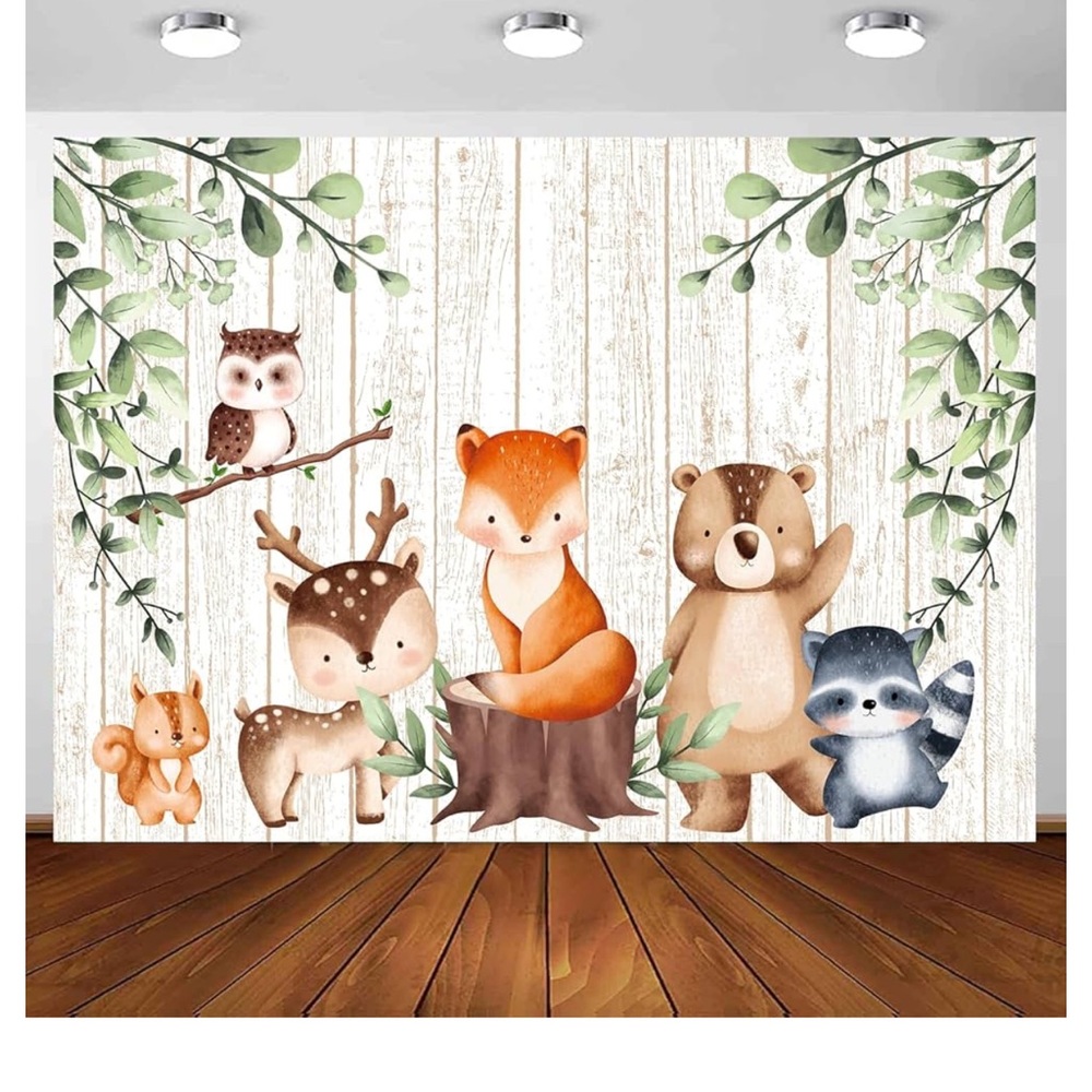Woodland Animal Photo Backdrop🦊🦌🦉